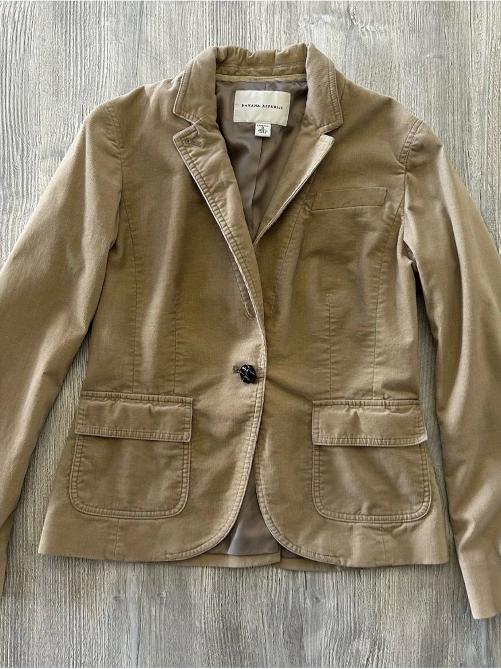 Banana Republic 2009 Y2K Style Women's 6 Tan Stretch Corduroy Blazer Jacket